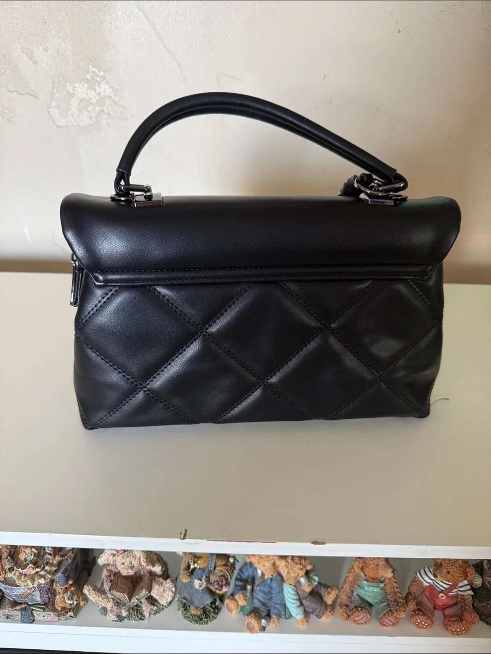 Black Quilted Top-Handle Women's Bag
